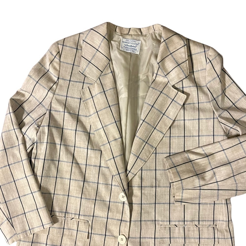 Vtg Pendleton Blazer Window Pane Check Preppy Aca… - image 4